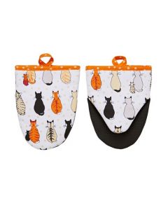 Poezen kleine ovenwant , cats in waiting Ulster weavers, set van 2 stuks