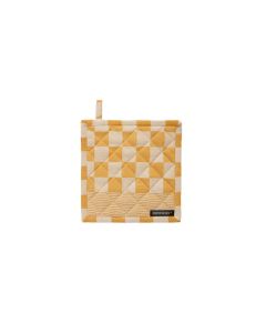 Pompdoek geruite pannenlap in de kleur oker goud  barbeque DDDDD 2 stuks 