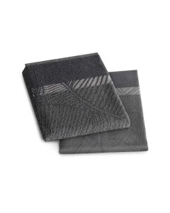 DDDDD keukenset Barrier , bladnerf patroon in de kleur donker grijs , bestaande uit ; keukendoek 50x55 barrier antraciet grijs 6 stuks  en theedoek Barrier anthracite grey  6 stuk