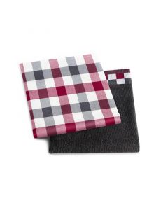 Keukendoek en theedoek Carre grijs rood DDDDD