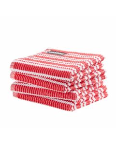 DDDDD vaatdoek 30 x 30 Gestreept rood  per 4 stuks 