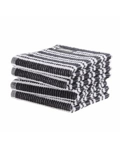 DDDDD vaatdoek 30 x 30 Gestreept  zwart  per 4 stuks 