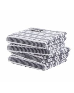 DDDDD vaatdoek 30 x 30 Gestreept donker grijs  per 4 stuks 