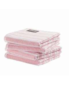 DDDDD vaatdoek 30 x 30 Gestreept licht rose  per 4 stuks 