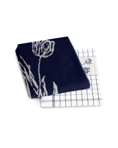 DDDDD 6  Keukensets, Lisse blauw 6x theedoek 6x keukendoek