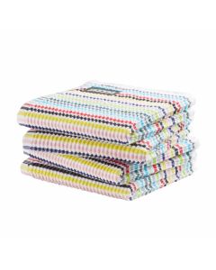 DDDDD vaatdoek 30 x 30 Gestreept mutlti, rood, blauw, rose, geel, groen per 4 stuks 