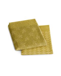 DDDDD keukenset petals oker geel  6x keukendoek 50x55 cm en 6x theedoek 60x65 cm