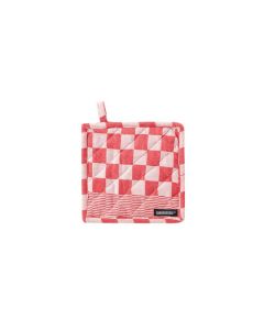 Pompdoek geruite pannenlap in de kleur rood  barbeque DDDDD 2 stuks 