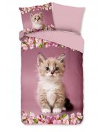 Dekbedovertrek Kitten en bloemen 140x200/220 