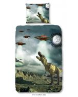 Dekbedovertrek Dino's en Ufo"s  140x200/220 incl sloop 60x70